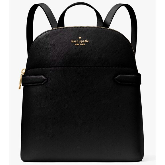 S Kate Spade Staci Dome Backpack Black Saffiano Leather Bag KG021 NWT $359Retail - Picture 1 of 9
